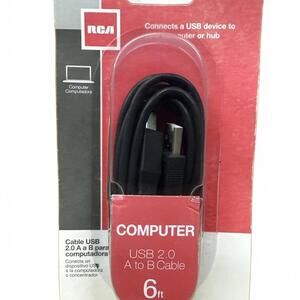 RCA Computer USB 2.0 A to B Cable 6-Feet (TPH520R)